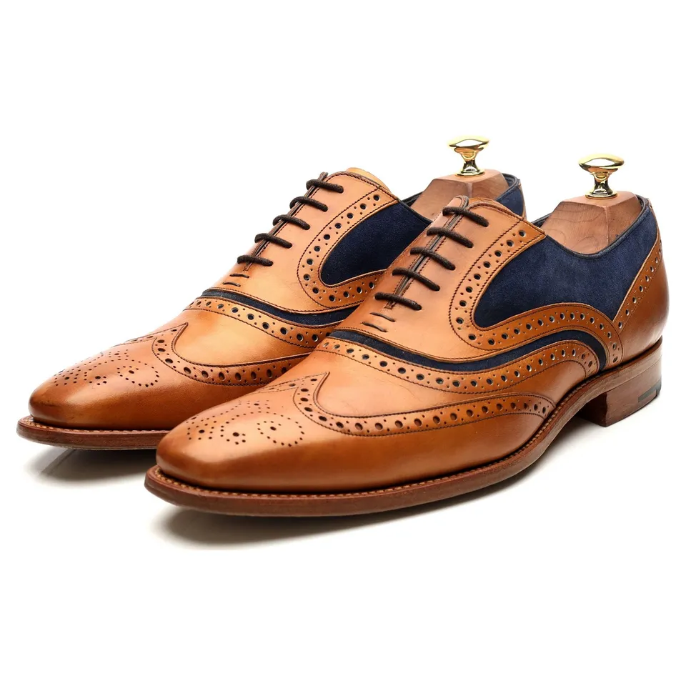 Barker McClean brogues cuir marron tan UK 9