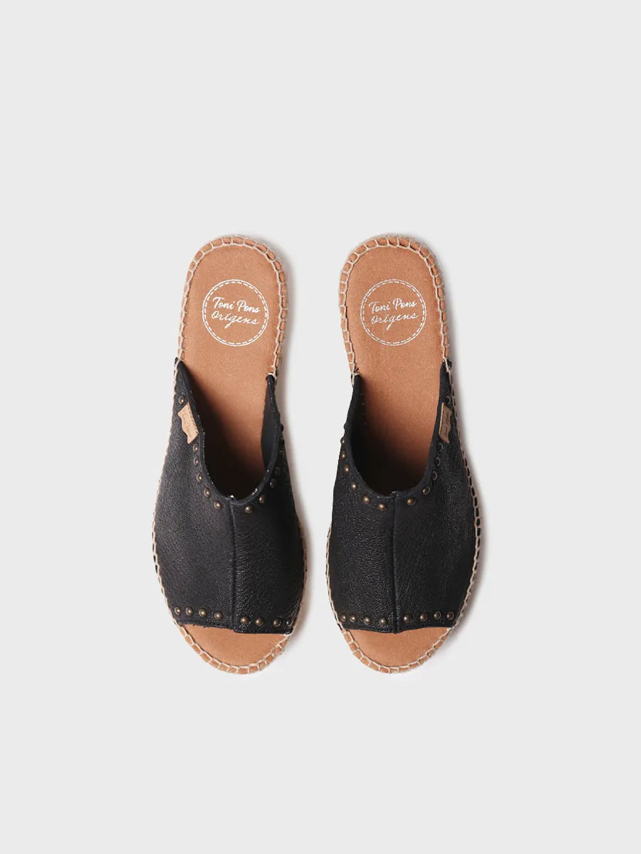 Toni Pons Modena mule espadrille cuir noir